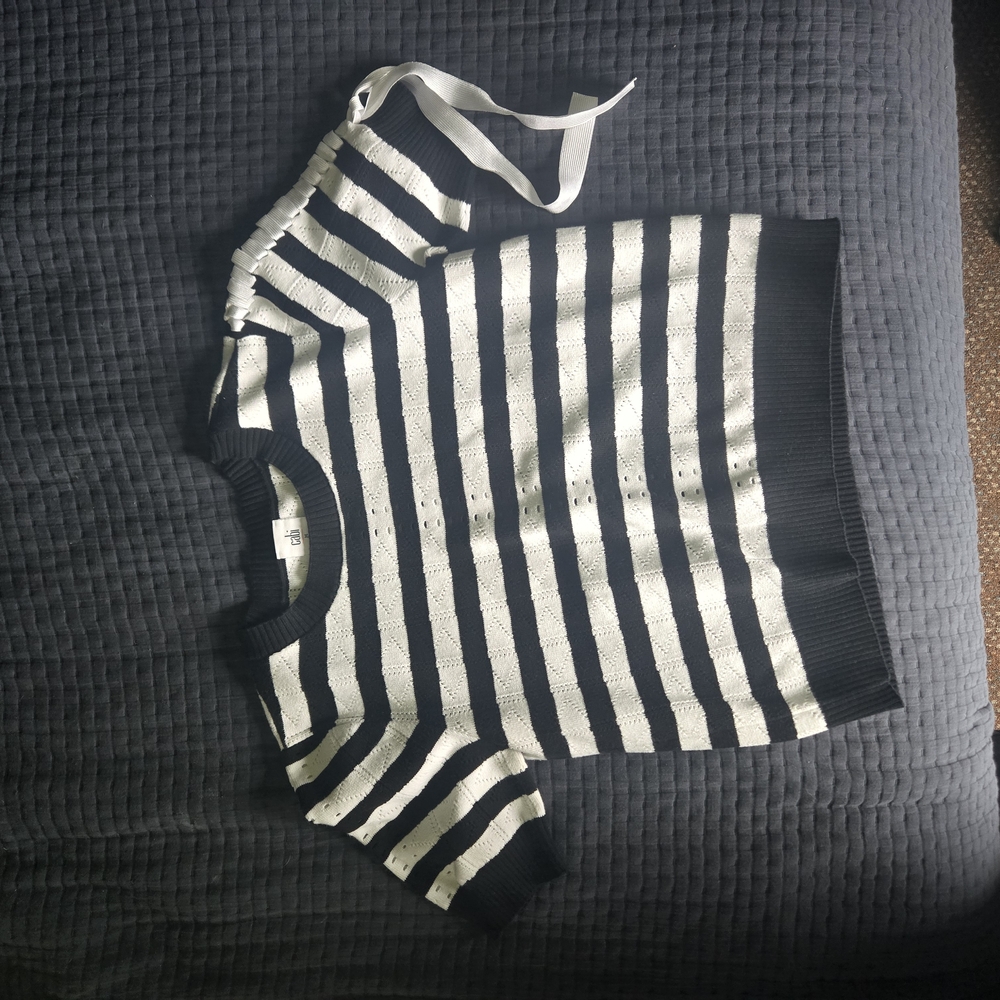 CAbi Striped Black and White Sweater